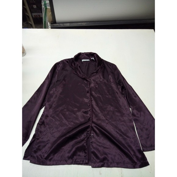 VTG VALERIE STEVENS 2 Piece Purple Satin PJ Lounge Set  SZ Small - Picture 3 of 6